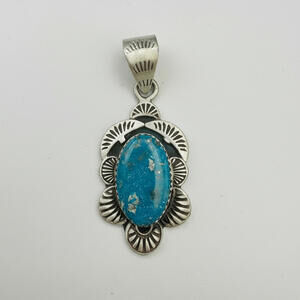 Very rare Morenci Turquoise artesian sterling silver 925 pendant
